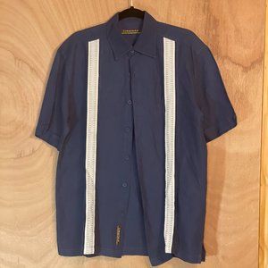 Cubavera‎ Men's Retro Panel Shirt Contrast Stitching Size M